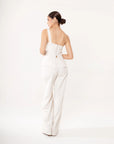 Conjunto Ivory con Corset y Pantalón Acampanado