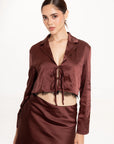 Conjunto Falda y Blusa Satinado Burgundy