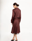 Conjunto Falda y Blusa Satinado Burgundy