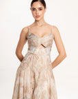 Vestido Midi Celeste Paisley Beige