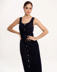 Vestido Midi Denim Azul Oscuro