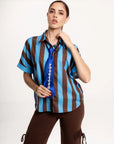 Blusa Camisera Vittoria Azul Chocolate