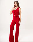 Conjunto de Pantalon y Top Rojo Flor Rojo