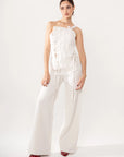 Conjunto Ivory con Corset y Pantalón Acampanado