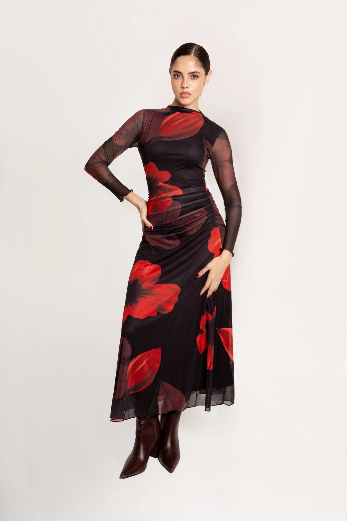Vestido Maxi Fiore Rojo Negro