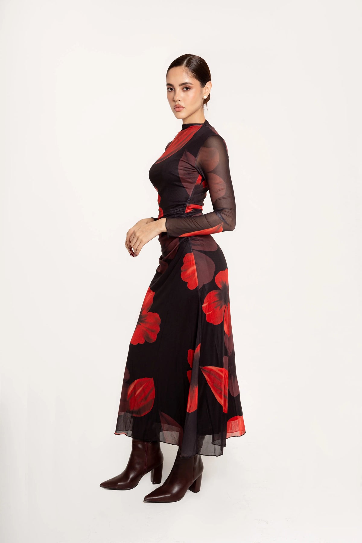 Vestido Maxi Fiore Rojo Negro