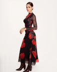 Vestido Maxi Fiore Rojo Negro