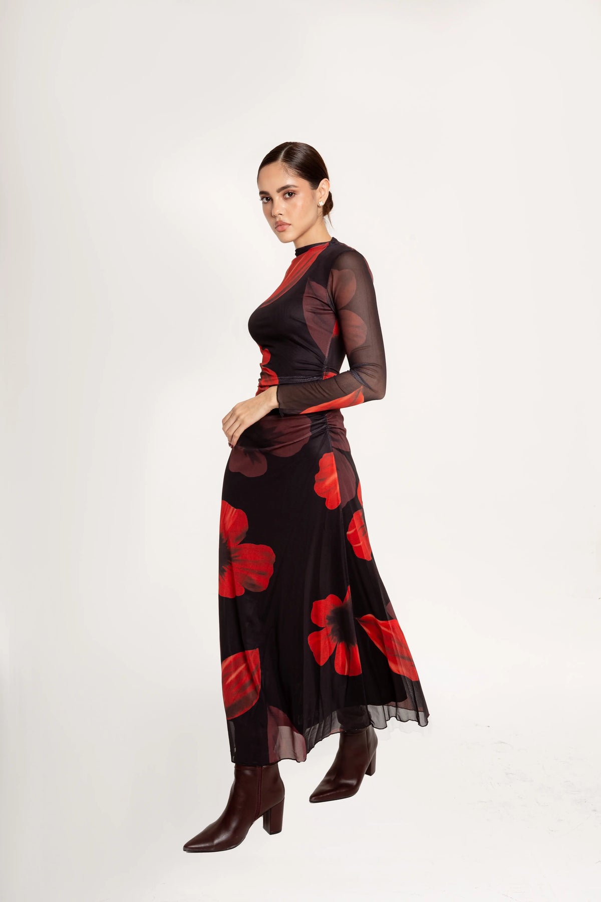 Vestido Maxi Fiore Rojo Negro