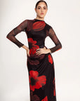 Vestido Maxi Fiore Rojo Negro