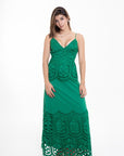 Vestido Largo de Encaje Verde Esmeralda