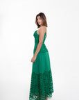 Vestido Largo de Encaje Verde Esmeralda