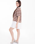 Vestido Corto Tipo Polo a Rayas Cafe