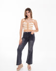 Top de Punto a Rayas Beige