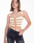 Top de Punto a Rayas Beige