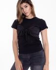 Blusa Negra con Moño Frontal