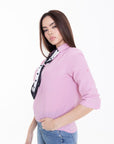 Blusa Rosa con Pañuelo de Lunares