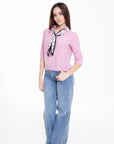 Blusa Rosa con Pañuelo de Lunares