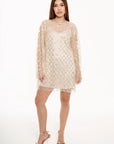 Vestido Corto Anastasia Champagne con Brillos