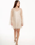 Vestido Corto Anastasia Champagne con Brillos
