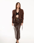 Falda Midi Victoria Chocolate Efecto Piel