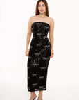 Vestido Midi Scarlett Negro con Lentejuelas y Pedrería