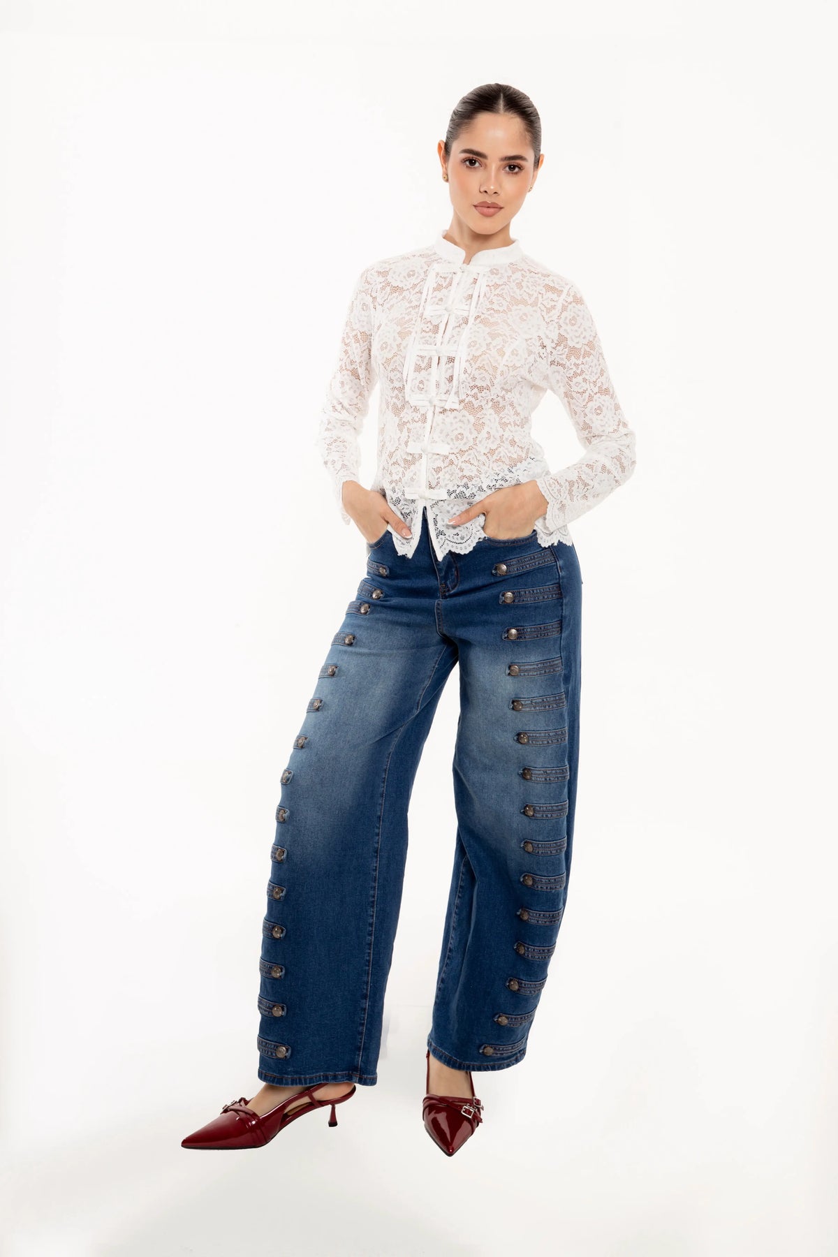 Blusa Amélie Blanca de Encaje Floral
