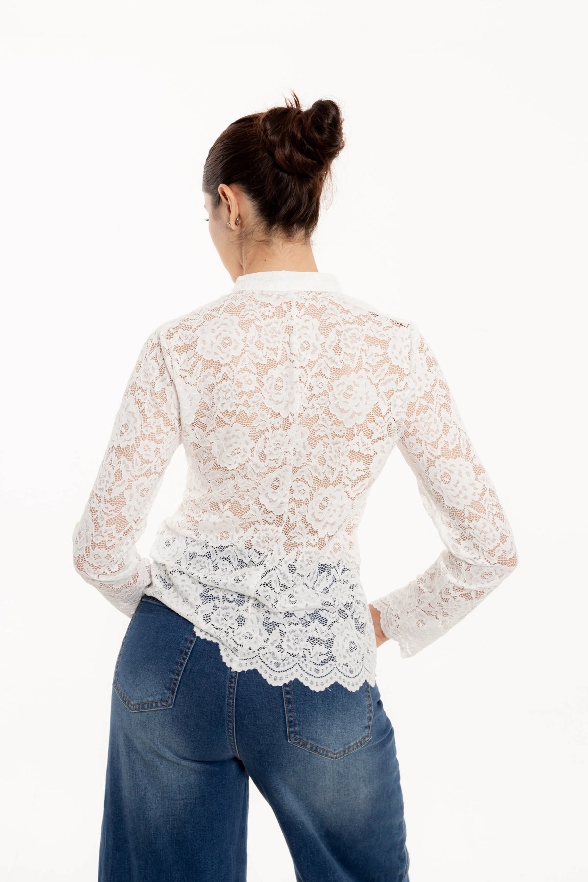 Blusa Amélie Blanca de Encaje Floral