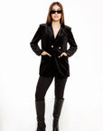 Blazer Victoria Negro de Terciopelo con Botones Dorados