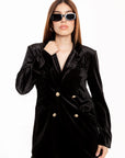 Blazer Victoria Negro de Terciopelo con Botones Dorados