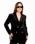 Blazer Victoria Negro de Terciopelo con Botones Dorados