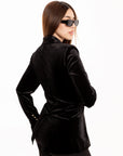 Blazer Victoria Negro de Terciopelo con Botones Dorados