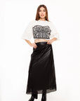 Falda Maxi Celeste con Lentejuelas Negro