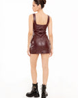 Vestido Mini Julieta Vino Efecto Piel