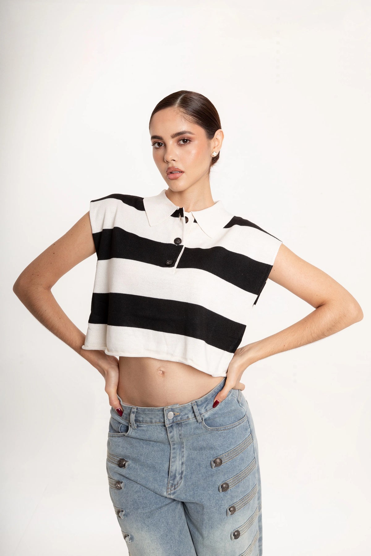 Blusa Polo Rayas Mía Negro