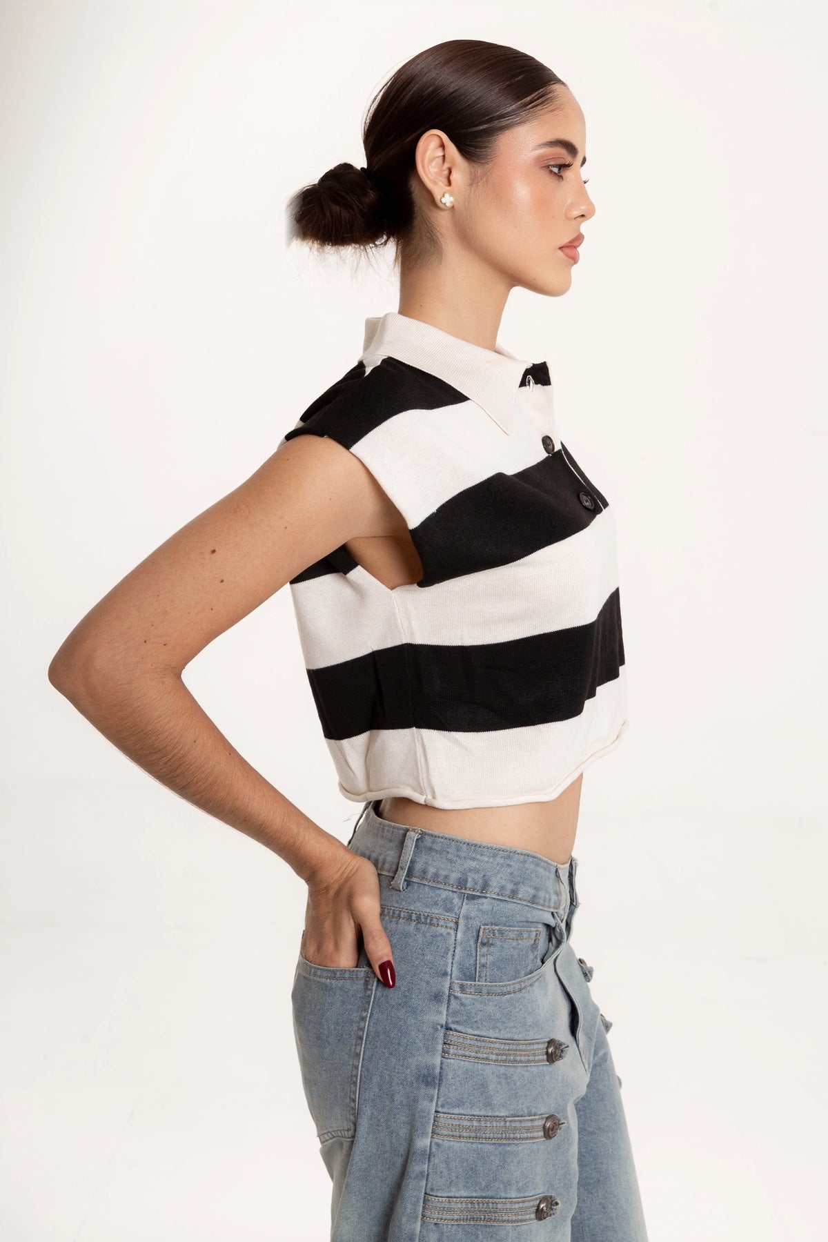 Blusa Polo Rayas Mía Negro