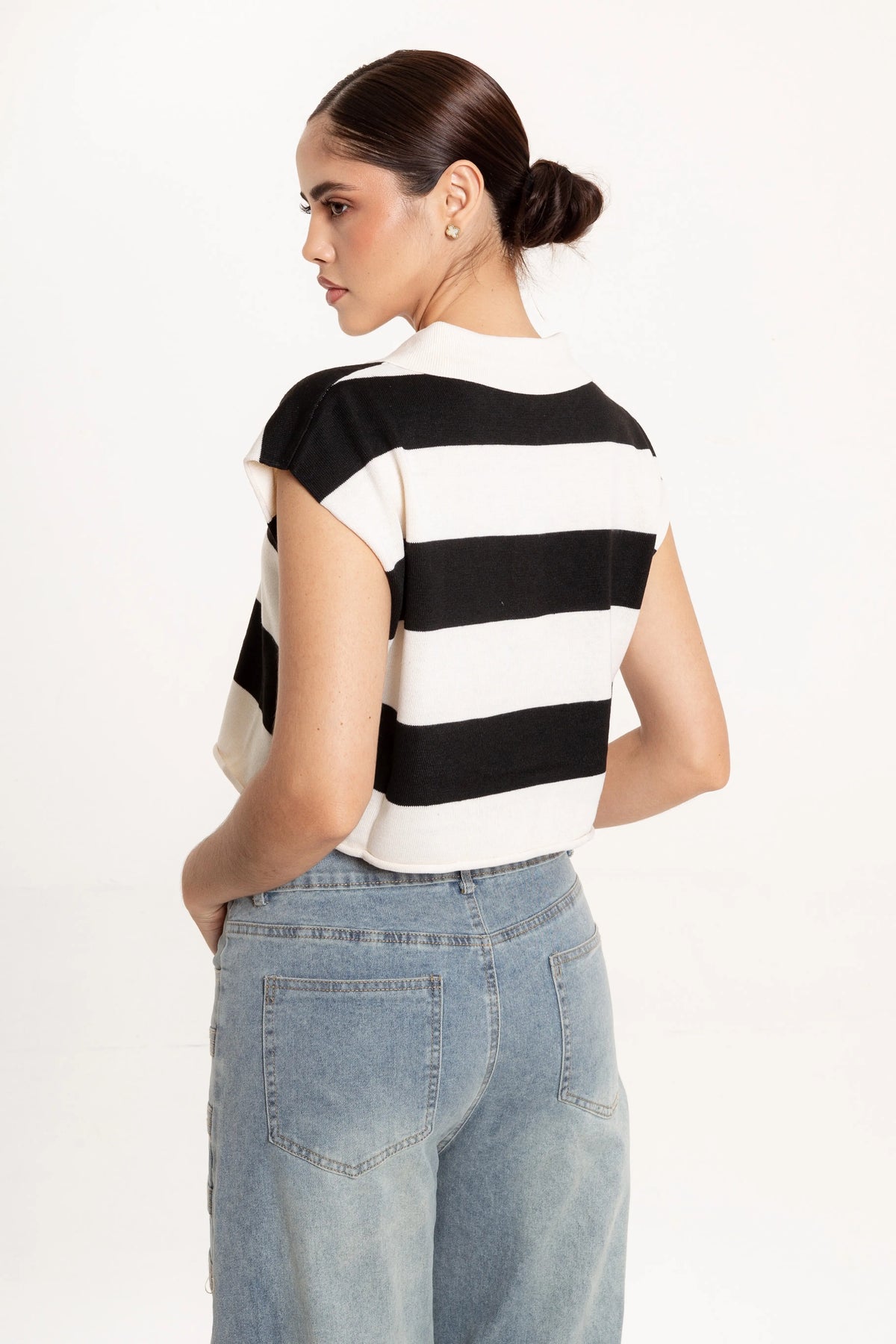 Blusa Polo Rayas Mía Negro