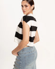 Blusa Polo Rayas Mía Negro