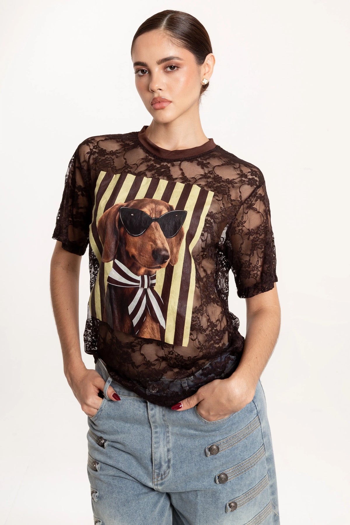 Blusa Lace Dog Chocolate