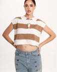Blusa Polo Rayas Mía Beige