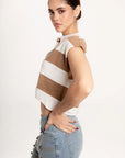 Blusa Polo Rayas Mía Beige