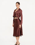 Conjunto Falda y Blusa Satinado Burgundy