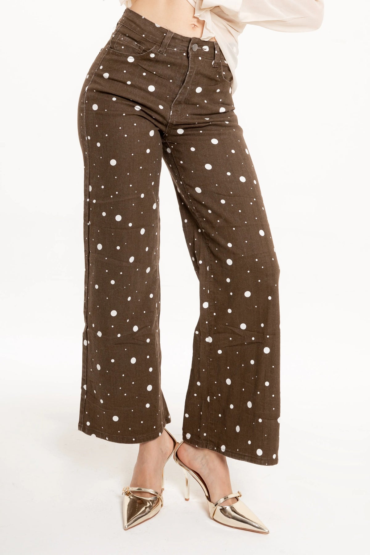 Pantalón Wide Leg Polka Mocha