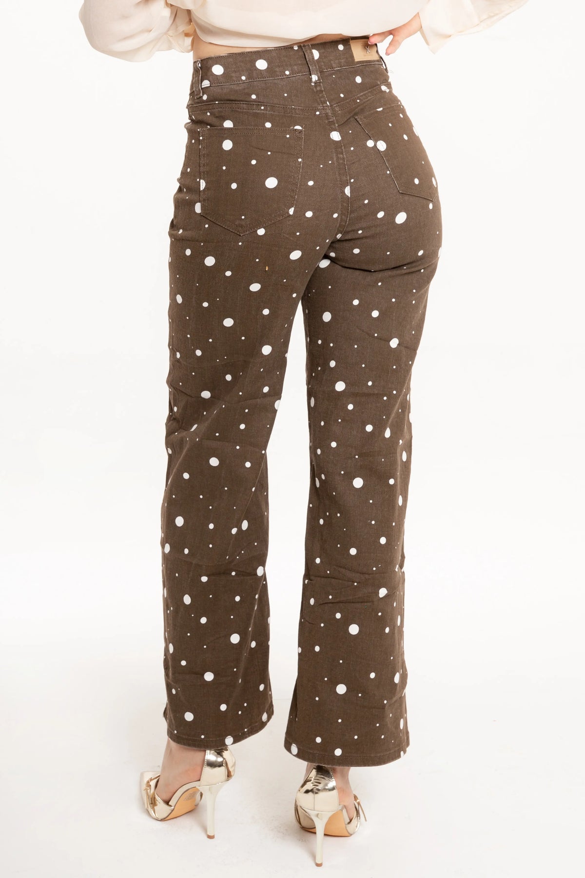 Pantalón Wide Leg Polka Mocha