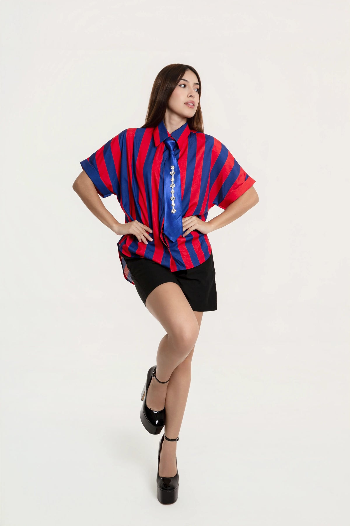 Blusa Camisera Vittoria Rojo Azul