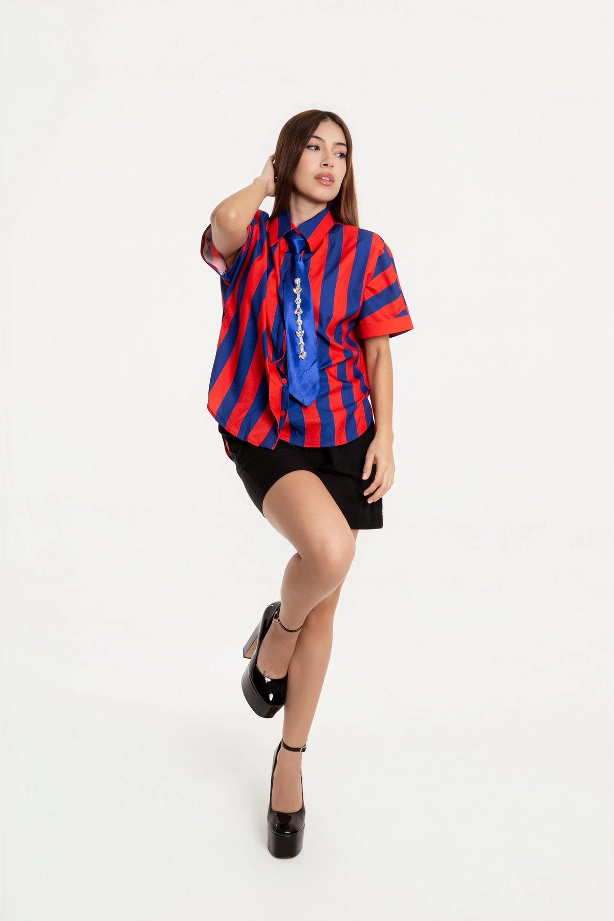 Blusa Camisera Vittoria Rojo Azul