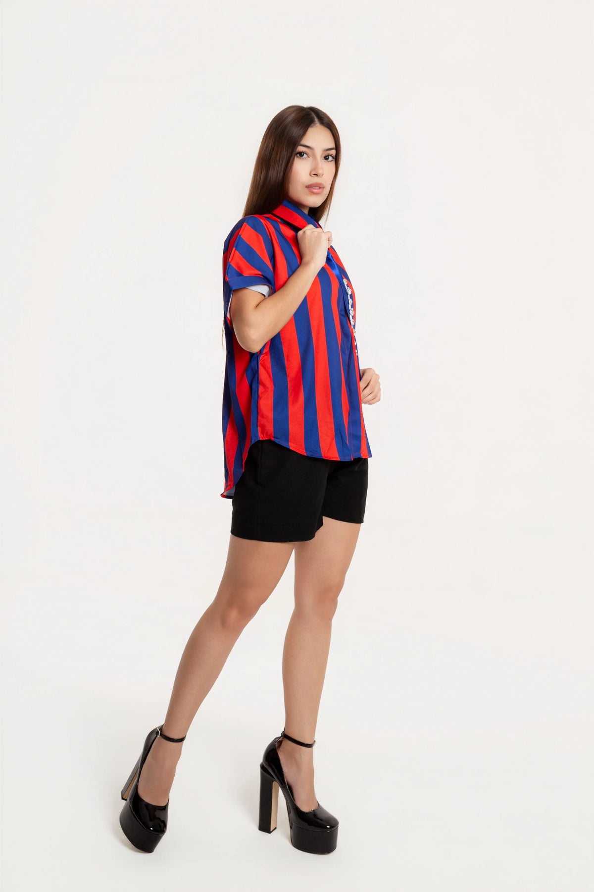 Blusa Camisera Vittoria Rojo Azul