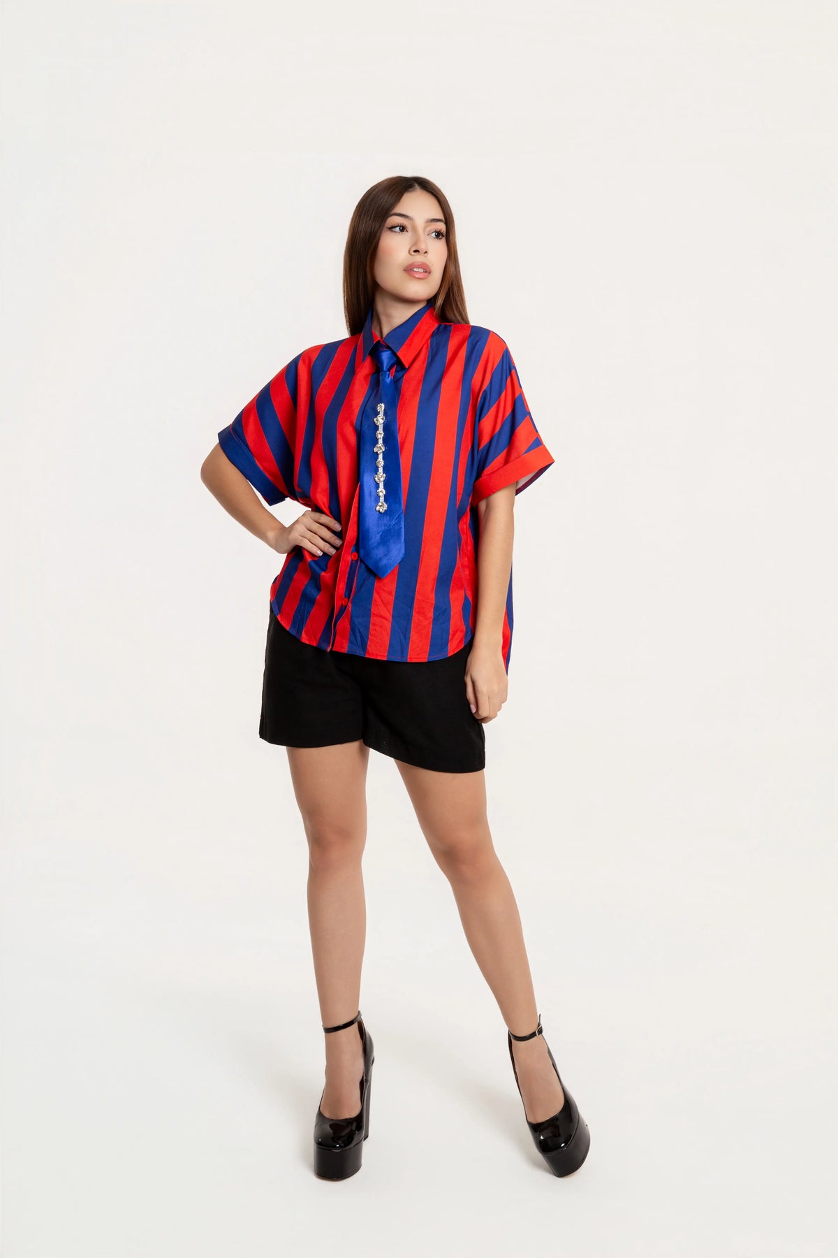 Blusa Camisera Vittoria Rojo Azul