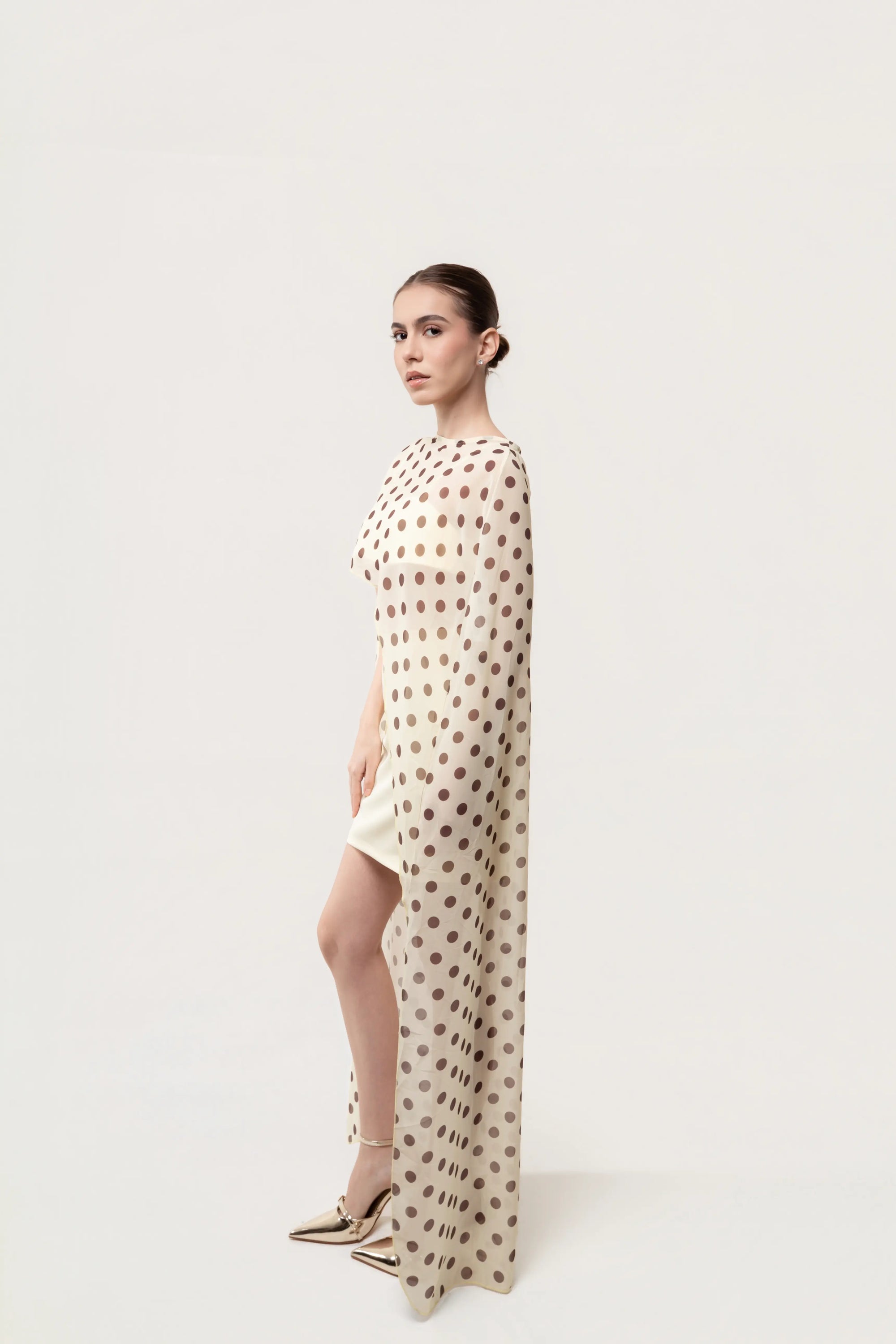 Conjunto Top Capa y Falda Ivory Dots Amarillo