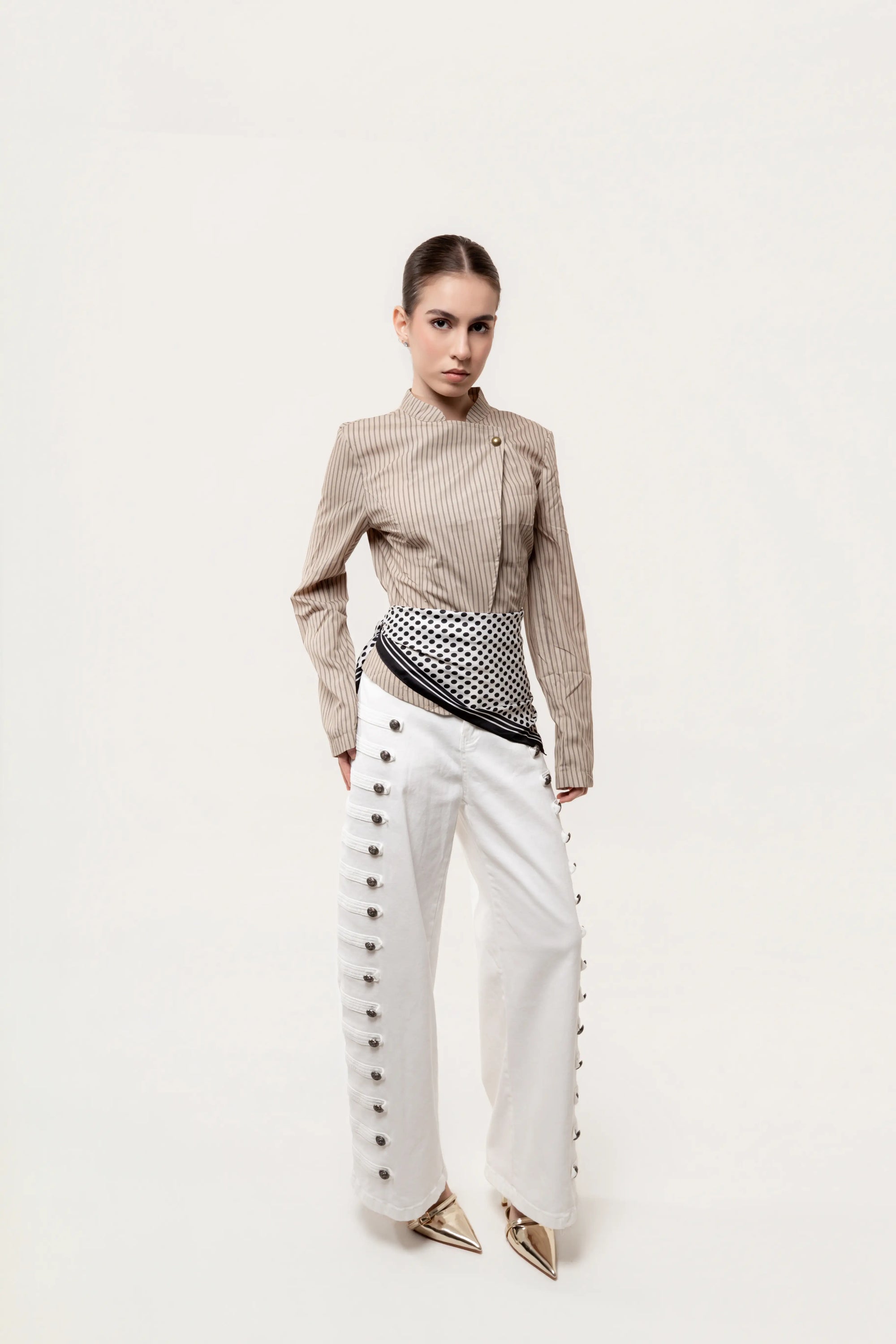 Chaqueta Sastre de Rayas Camel
