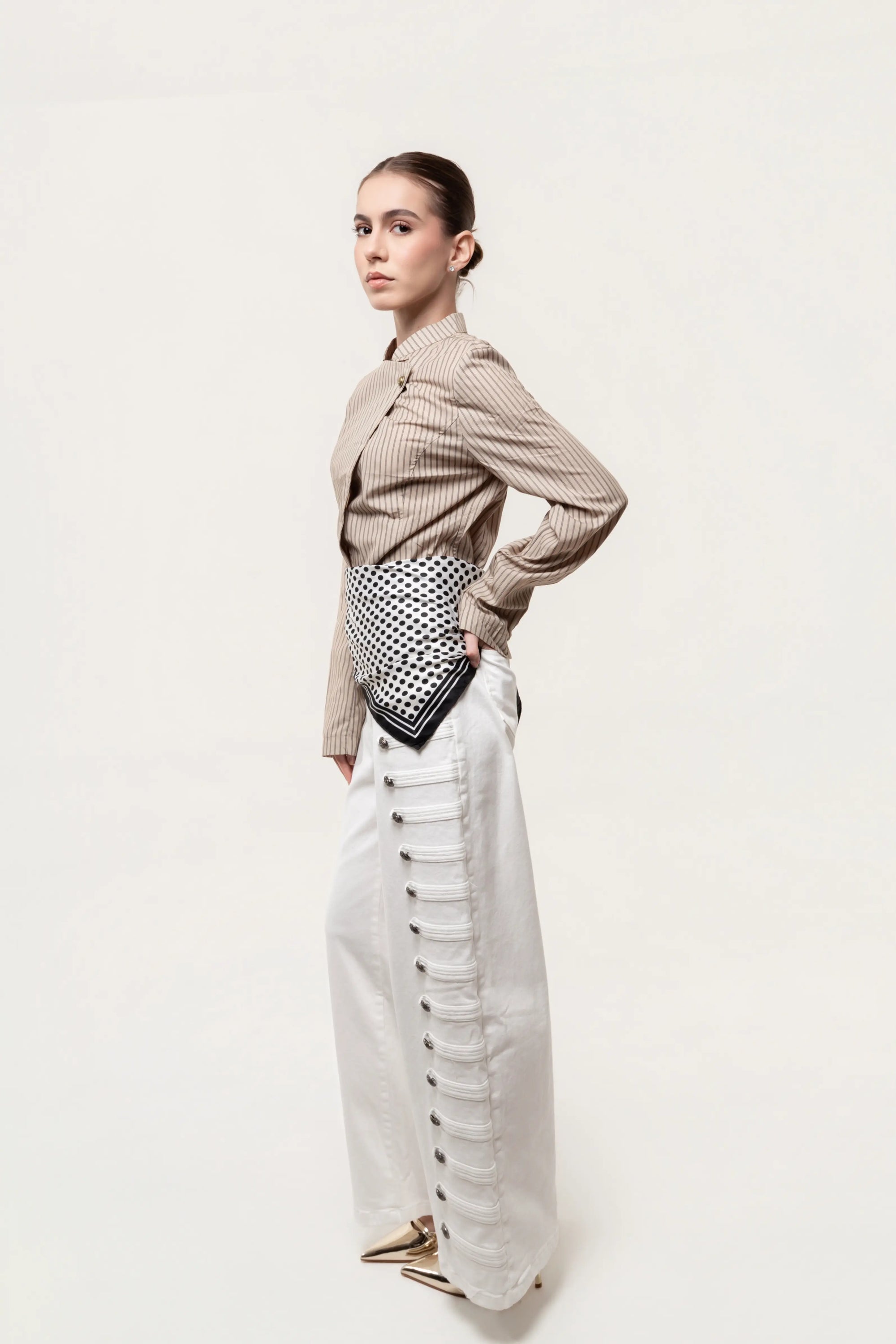 Chaqueta Sastre de Rayas Camel